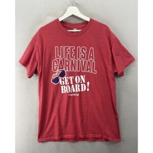 Carnival Cruise Adult Unisex Sz L "Life Is A Carnival Get On Board" Red T-Shirt